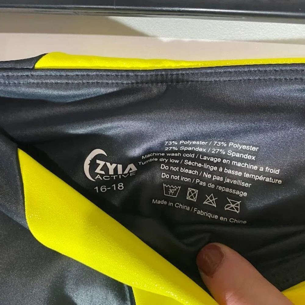 Zyia Active Yellow and Black Metallic Leggings